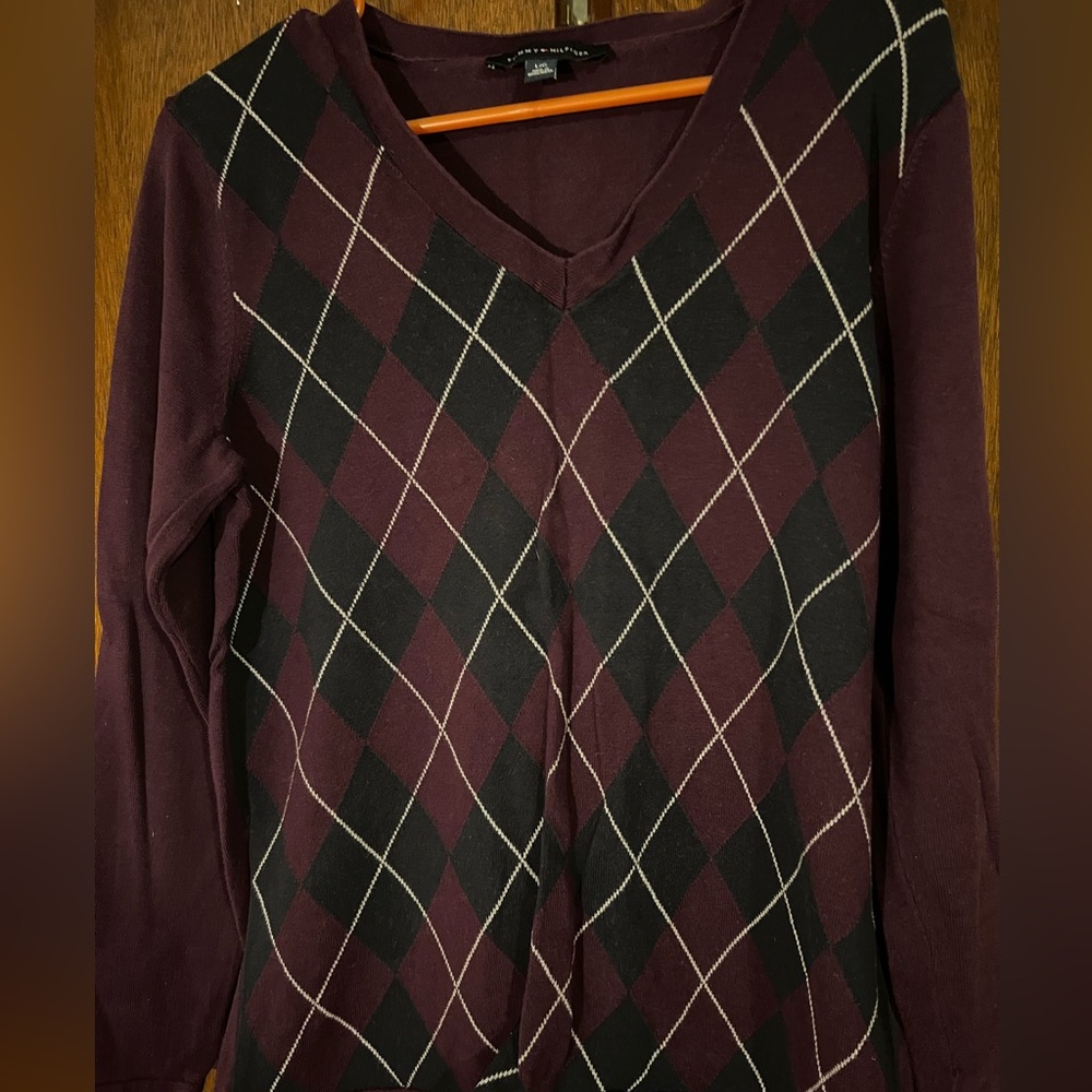 Purple and blue Argyle Tommy Hilfiger sweater